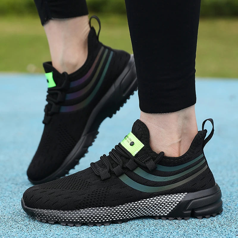Awesome Women's Athletic Sneakers Elastic Knit for Comfort Reflective Stripes for Style Ideal for Quick Errands Shoes for Women