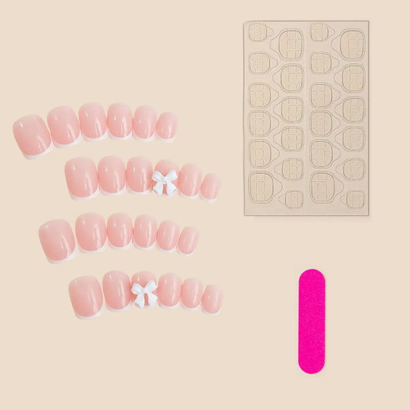 French Tips Press-on Nail Long Lasting Elegant Artificial Nail Manicure Art for Daily Lives Everyday Use