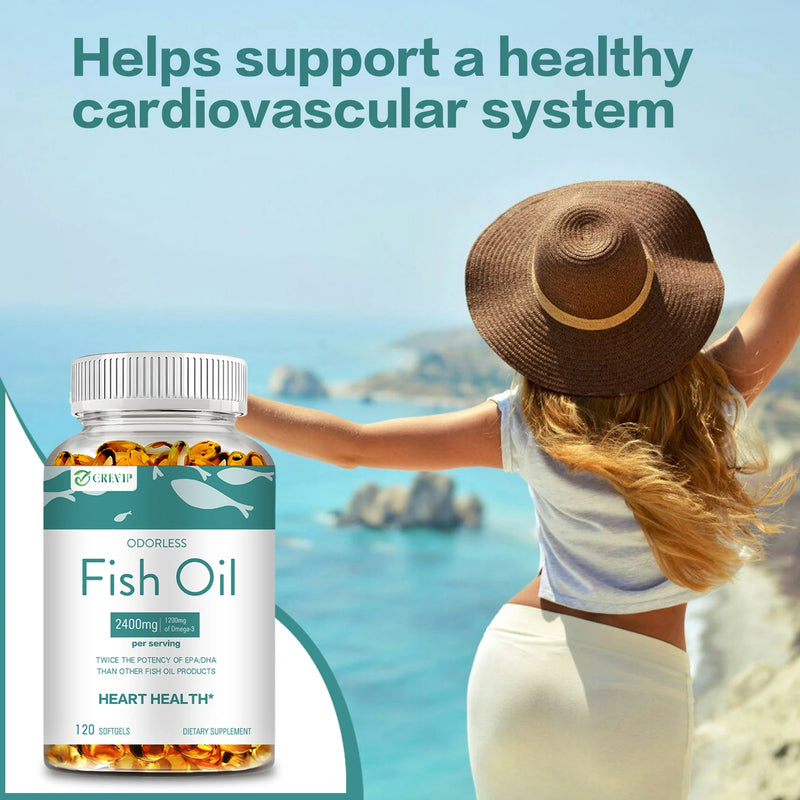 Omega-3 Fish Oil - Relieve Stress, Improves Memory,Supports Brain, Cardiovascular Health, Rich in DHA and EPA - 120 Capsules