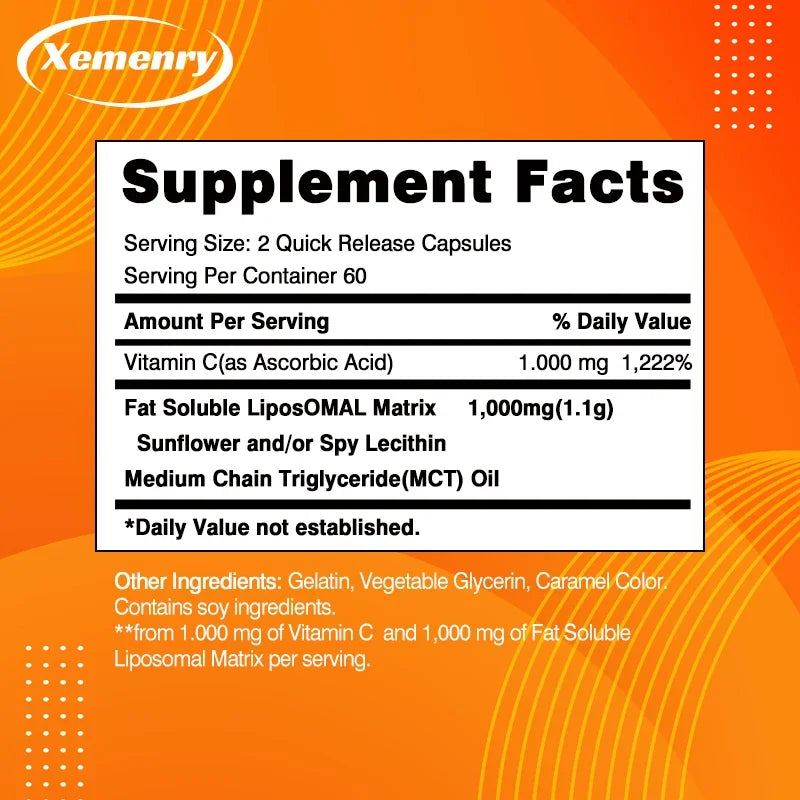 Vitamin C Capsules 1000mg - Supports Dental and Skin Health, Improves Immunity, Prevents Cancer, Antioxidant