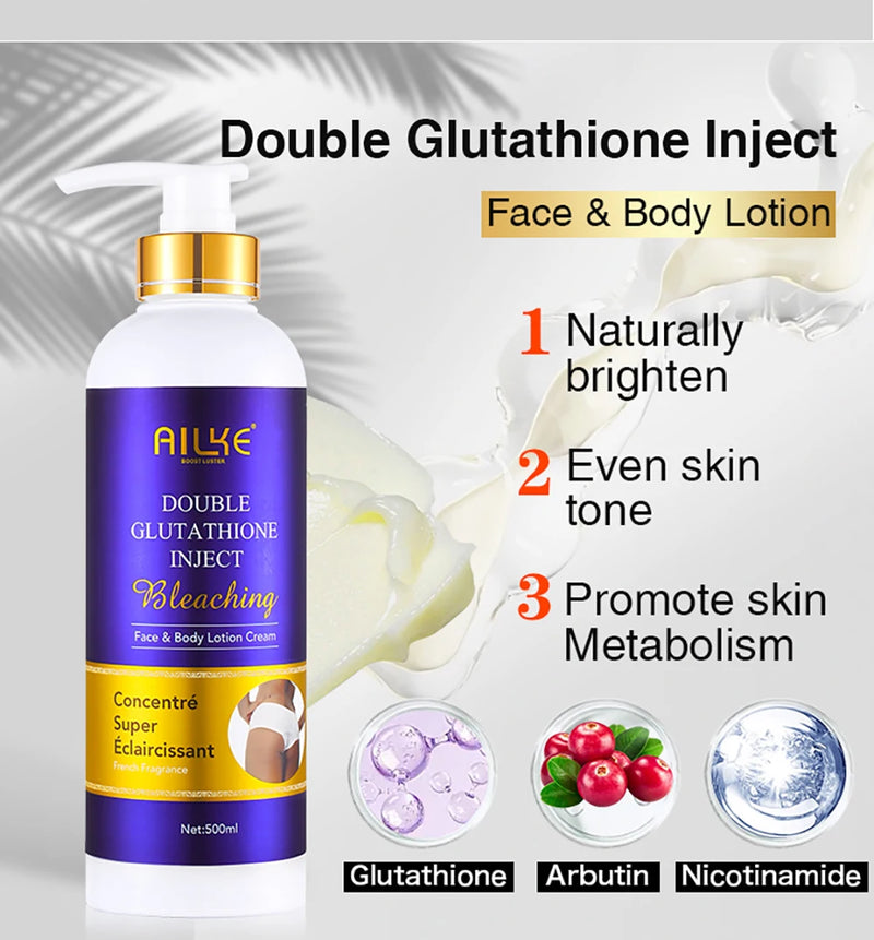 AILKE Glutathione 5-in-1 Women Skin Care Kit, With Body Lotion, Serum, Dark Spot Removal Cream, Body Cream, Brightening Soap