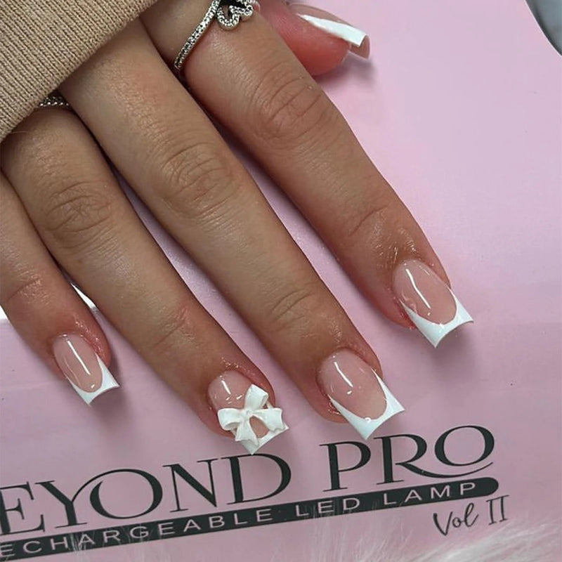 French Tips Press-on Nail Long Lasting Elegant Artificial Nail Manicure Art for Daily Lives Everyday Use