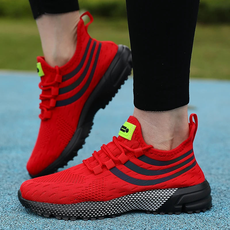 Awesome Women's Athletic Sneakers Elastic Knit for Comfort Reflective Stripes for Style Ideal for Quick Errands Shoes for Women