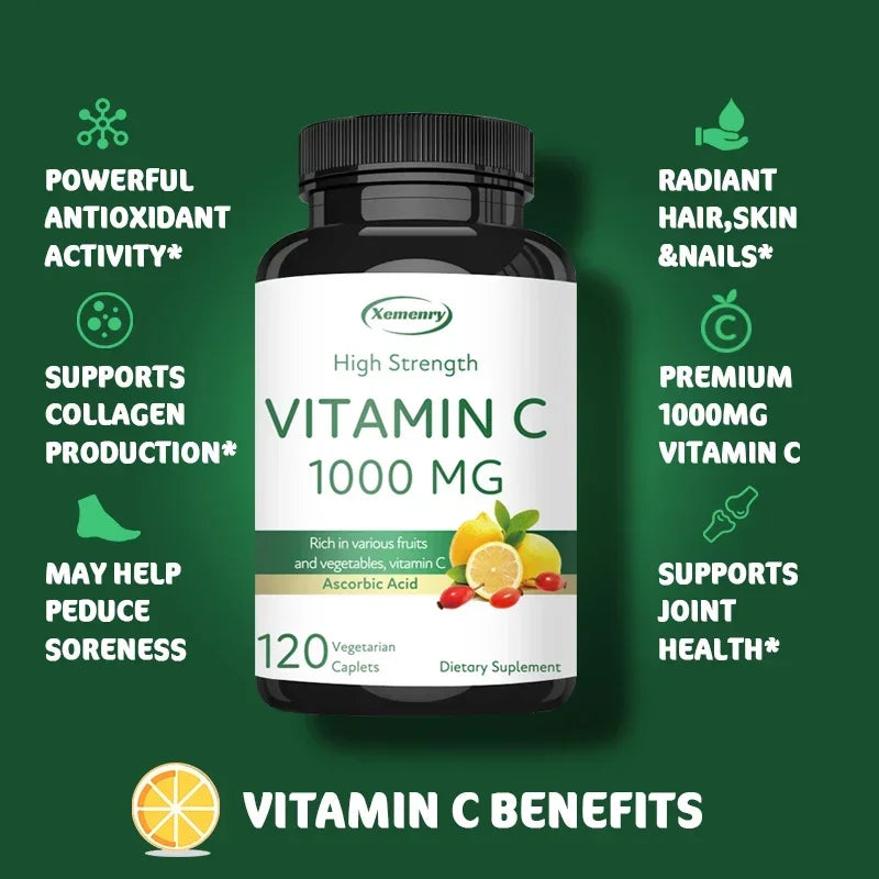 Natural Vitamin C 1000 mg | Rich in Fruits and Vegetables | Dietary Supplement