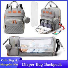 3 In 1 Diaper Bag Backpack Foldable Baby Bed