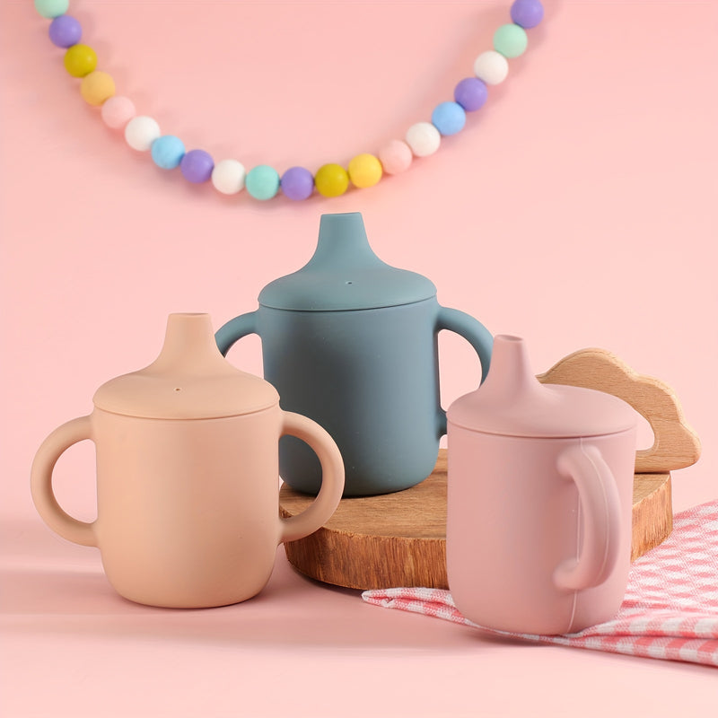 1pc Double Handle Silicone Baby Cup, Food Grade, BPA Free, Learning Drinking Cup for Toddlers