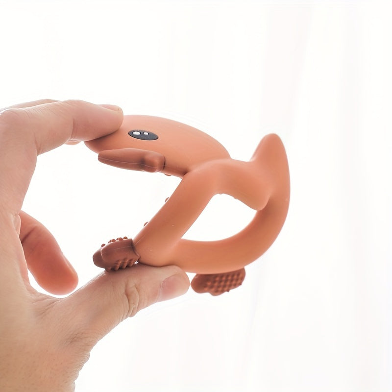 1pc Baby Teether Duck Shape Infant Silicone Teething Toy Can Be Boiled And Bitten Toy Christmas, Halloween, Thanksgiving Day Gift