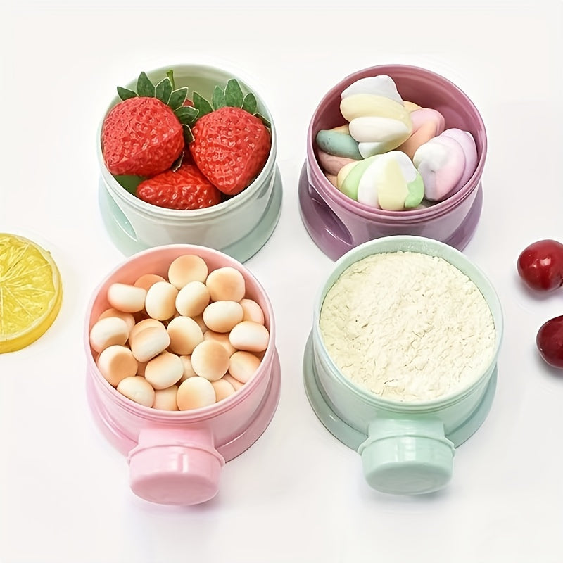3pcs/4pcs Sonkpuel Portable Baby Formula Milk Storage Containers - Reusable Plastic Snack Boxes with Easy-Open Lids, Stackable Design & Ergonomic Handle for Infants, Toddlers, Travel & Home Use, Infant Snack Storage, Playful
