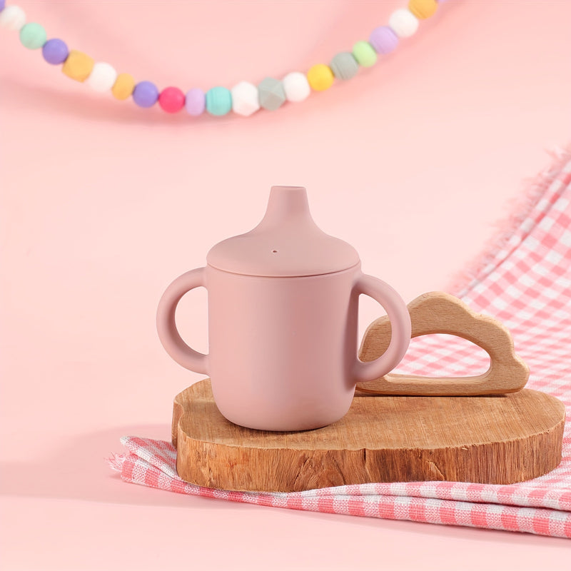 1pc Double Handle Silicone Baby Cup, Food Grade, BPA Free, Learning Drinking Cup for Toddlers