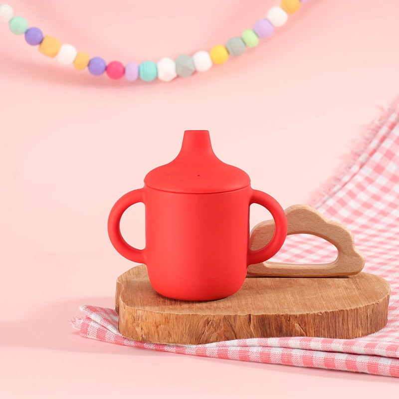 1pc Double Handle Silicone Baby Cup, Food Grade, BPA Free, Learning Drinking Cup for Toddlers