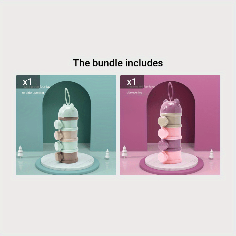 3pcs/4pcs Sonkpuel Portable Baby Formula Milk Storage Containers - Reusable Plastic Snack Boxes with Easy-Open Lids, Stackable Design & Ergonomic Handle for Infants, Toddlers, Travel & Home Use, Infant Snack Storage, Playful