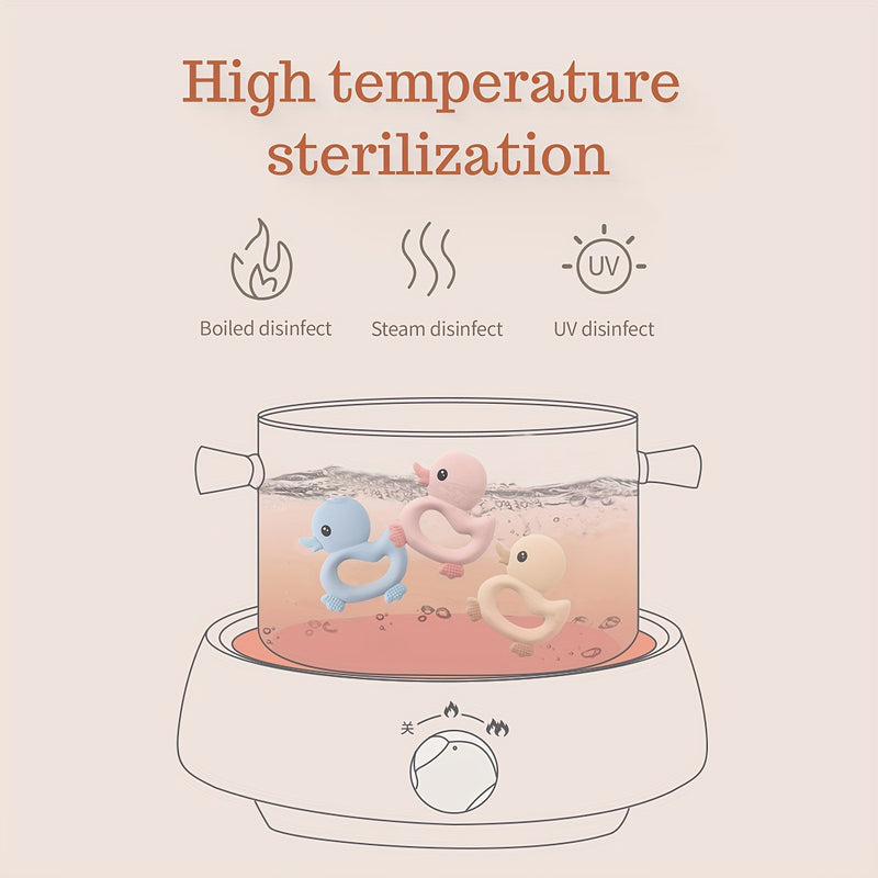 1pc Baby Teether Duck Shape Infant Silicone Teething Toy Can Be Boiled And Bitten Toy Christmas, Halloween, Thanksgiving Day Gift