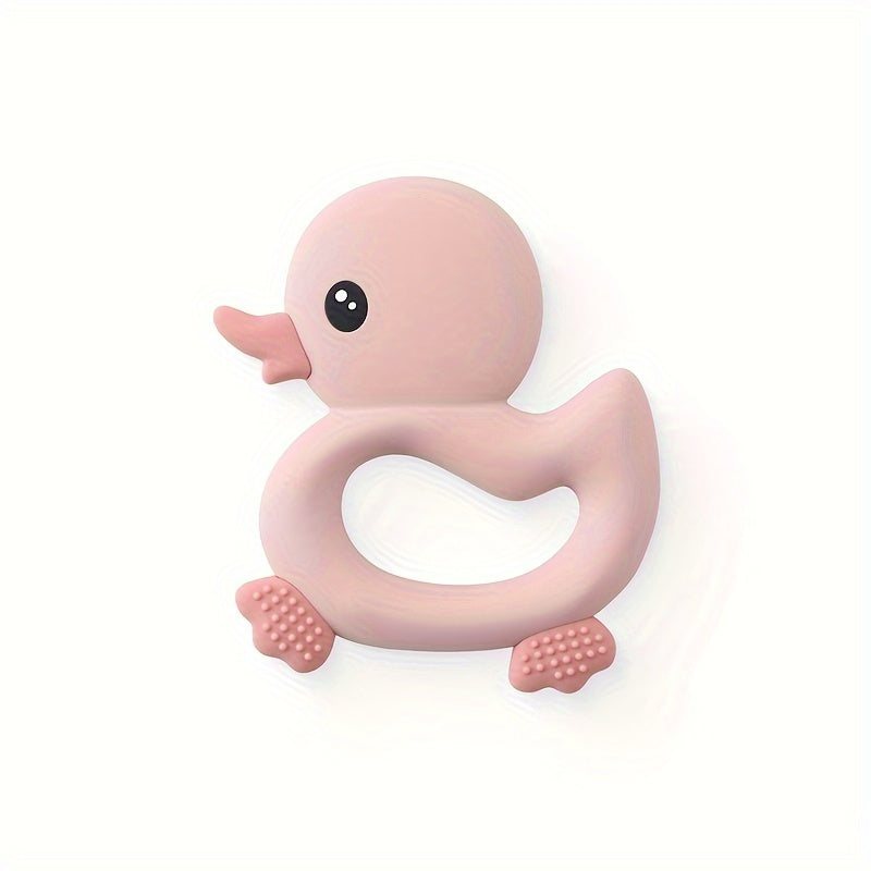 1pc Baby Teether Duck Shape Infant Silicone Teething Toy Can Be Boiled And Bitten Toy Christmas, Halloween, Thanksgiving Day Gift