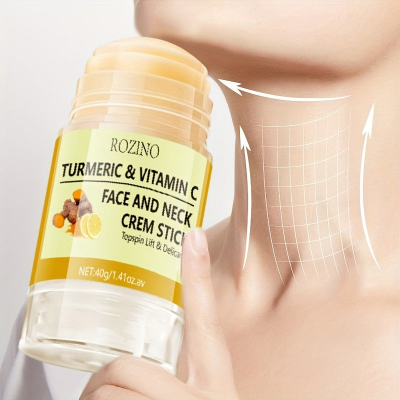 Turmeric & Vitamin C Face & Neck Cream Stick – Deep Moisturizing, Brightening & Skin Tightening | ROZINO 1.41oz