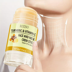 Turmeric & Vitamin C Face & Neck Cream Stick – Deep Moisturizing, Brightening & Skin Tightening | ROZINO 1.41oz