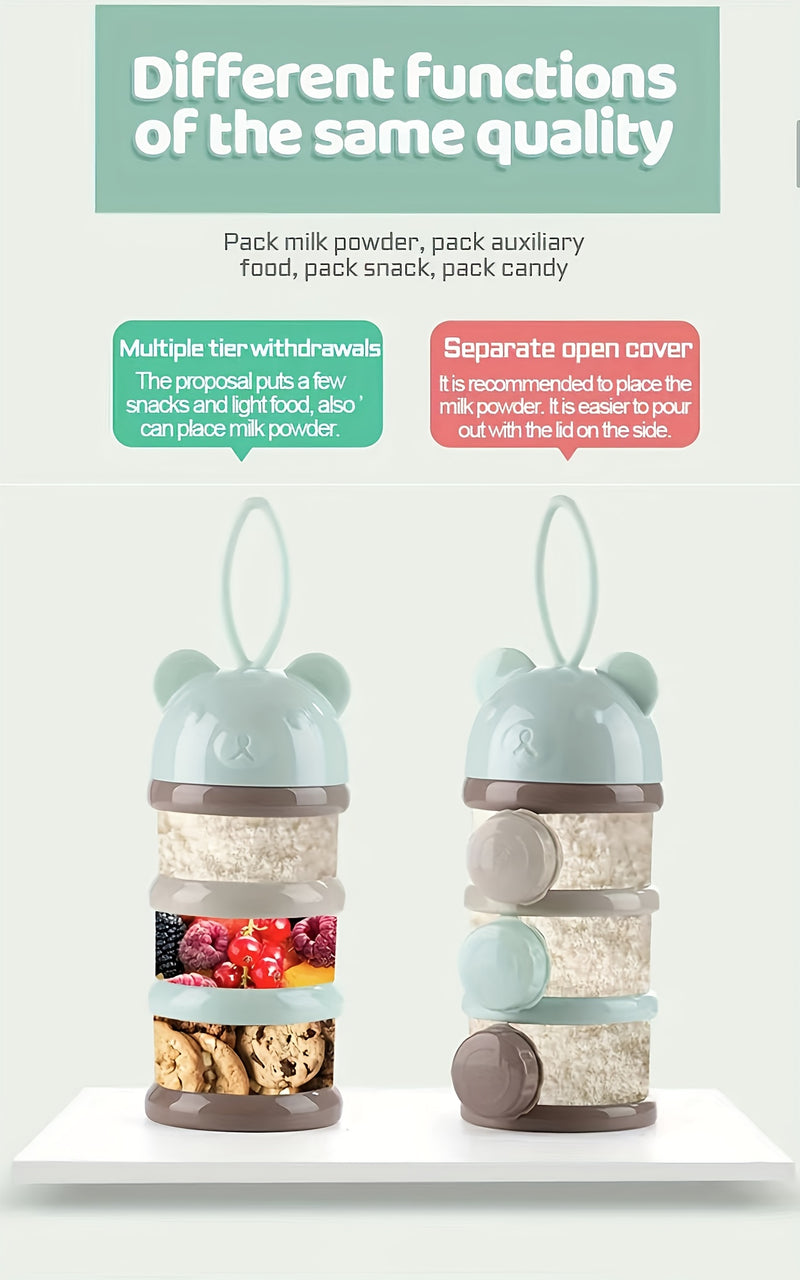 3pcs/4pcs Sonkpuel Portable Baby Formula Milk Storage Containers - Reusable Plastic Snack Boxes with Easy-Open Lids, Stackable Design & Ergonomic Handle for Infants, Toddlers, Travel & Home Use, Infant Snack Storage, Playful