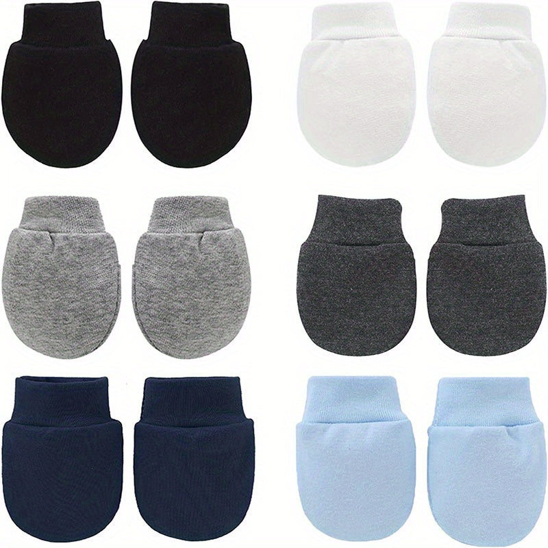6pairs Newborn Infant Cotton Comfortable Breathable Mittens Anti-Eating Hand Gloves For Baby Girls And Boys