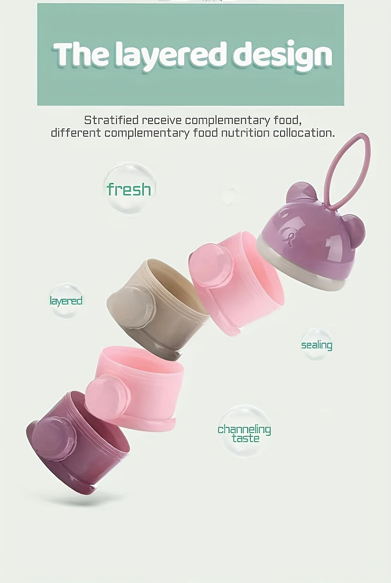 3pcs/4pcs Sonkpuel Portable Baby Formula Milk Storage Containers - Reusable Plastic Snack Boxes with Easy-Open Lids, Stackable Design & Ergonomic Handle for Infants, Toddlers, Travel & Home Use, Infant Snack Storage, Playful