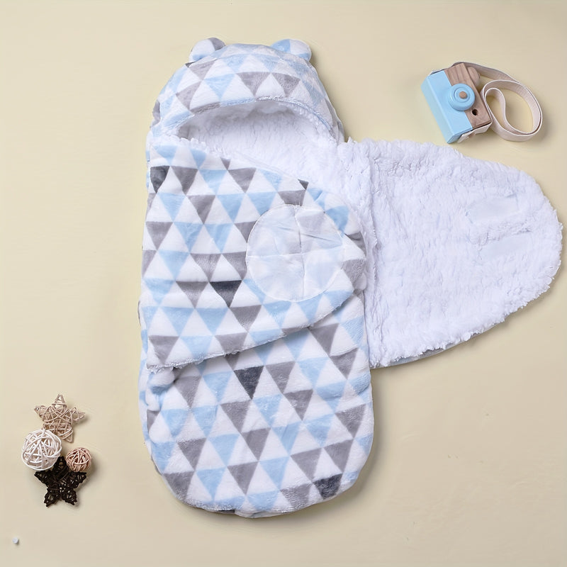 1pc Baby Wrap, Newborn Flannel Thickened Soft Swaddling Blanket