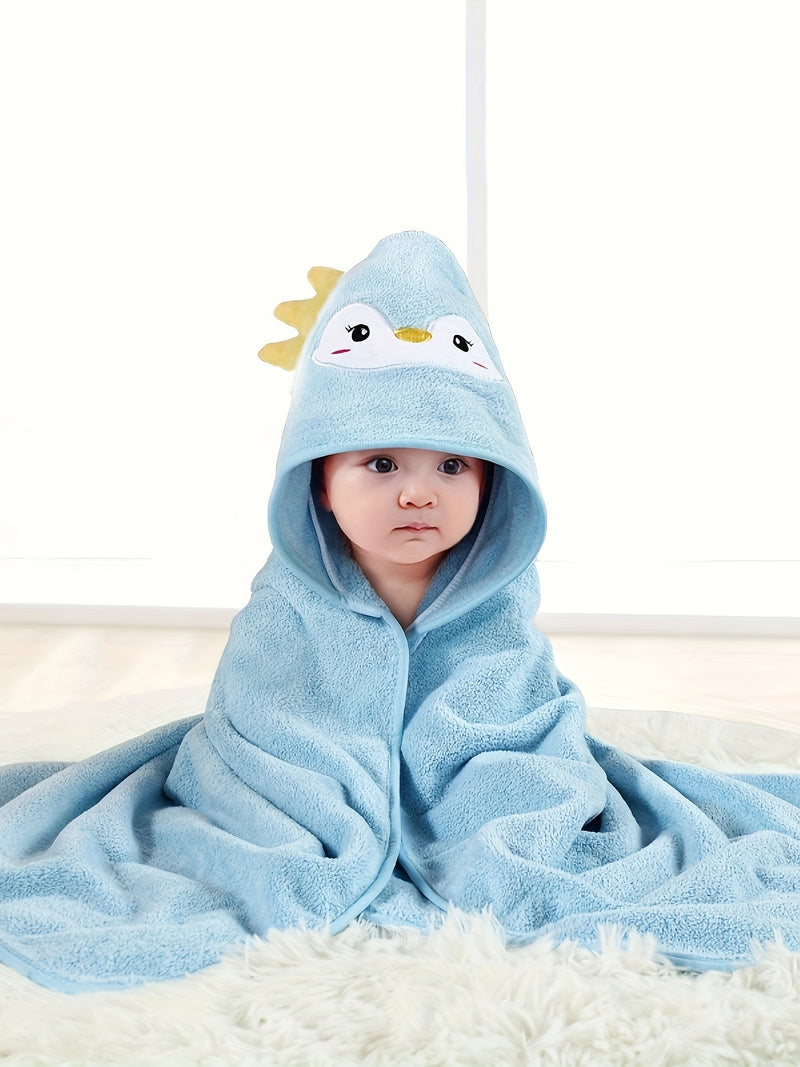 1pc Baby Boys Hooded Bathrobe, Baby Blanket Bathroom Bath Stroller Swaddle Cute Outer Wear Wearable For Boys Multiple Purposes