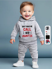 Infant and Children's Fashion Long Sleeve Hoodie Suit with Letter Print and Boy's Long Pants Two-piece Set, Perfect for Outdoor