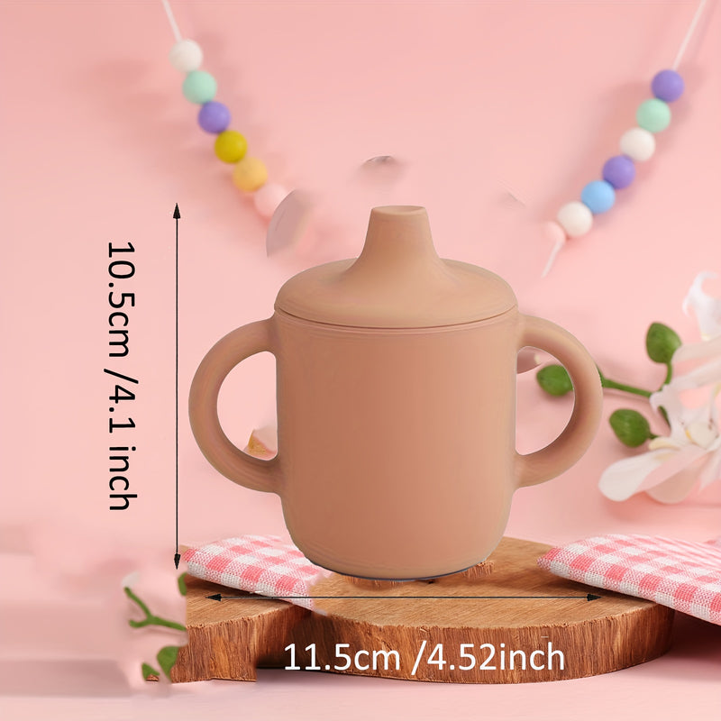 1pc Double Handle Silicone Baby Cup, Food Grade, BPA Free, Learning Drinking Cup for Toddlers