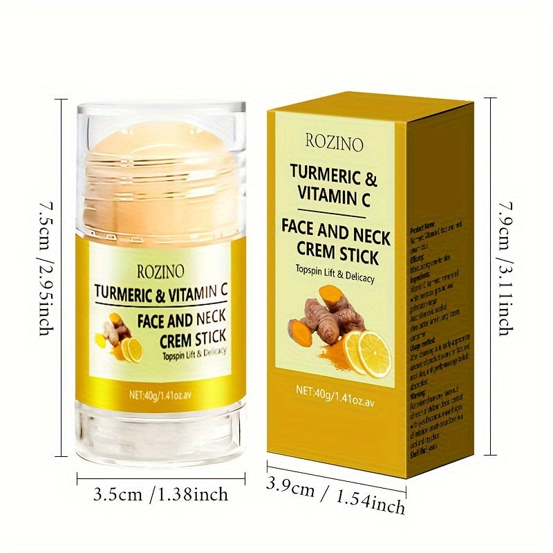 Turmeric & Vitamin C Face & Neck Cream Stick – Deep Moisturizing, Brightening & Skin Tightening | ROZINO 1.41oz