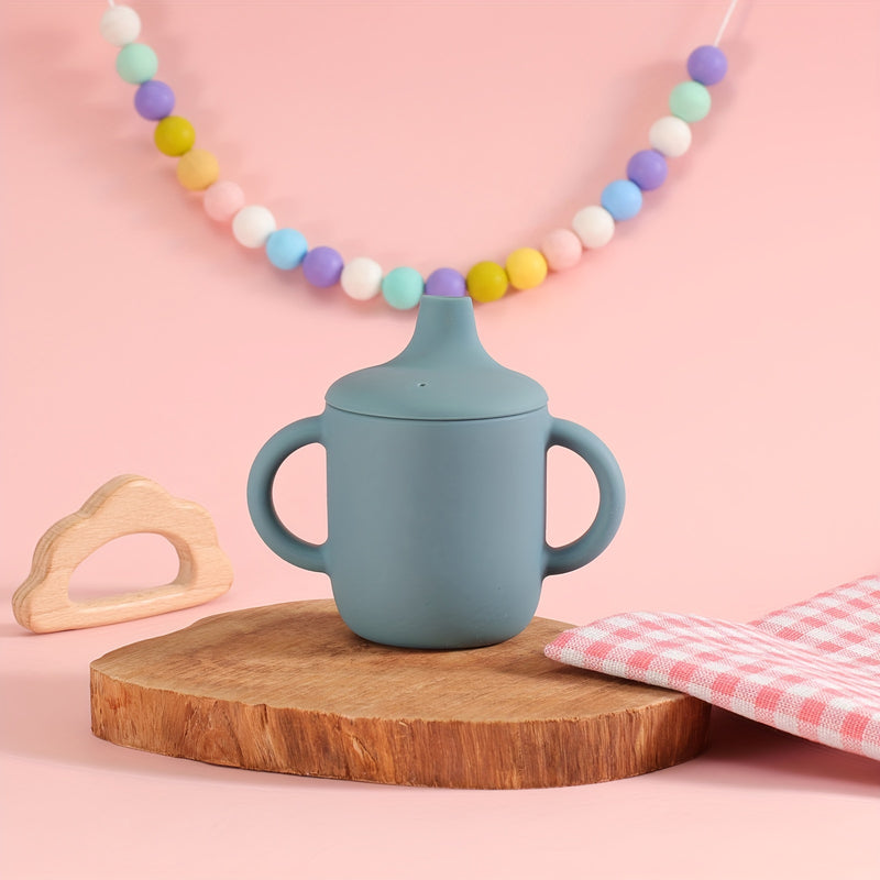 1pc Double Handle Silicone Baby Cup, Food Grade, BPA Free, Learning Drinking Cup for Toddlers