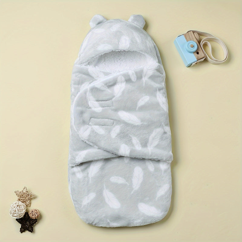 1pc Baby Wrap, Newborn Flannel Thickened Soft Swaddling Blanket