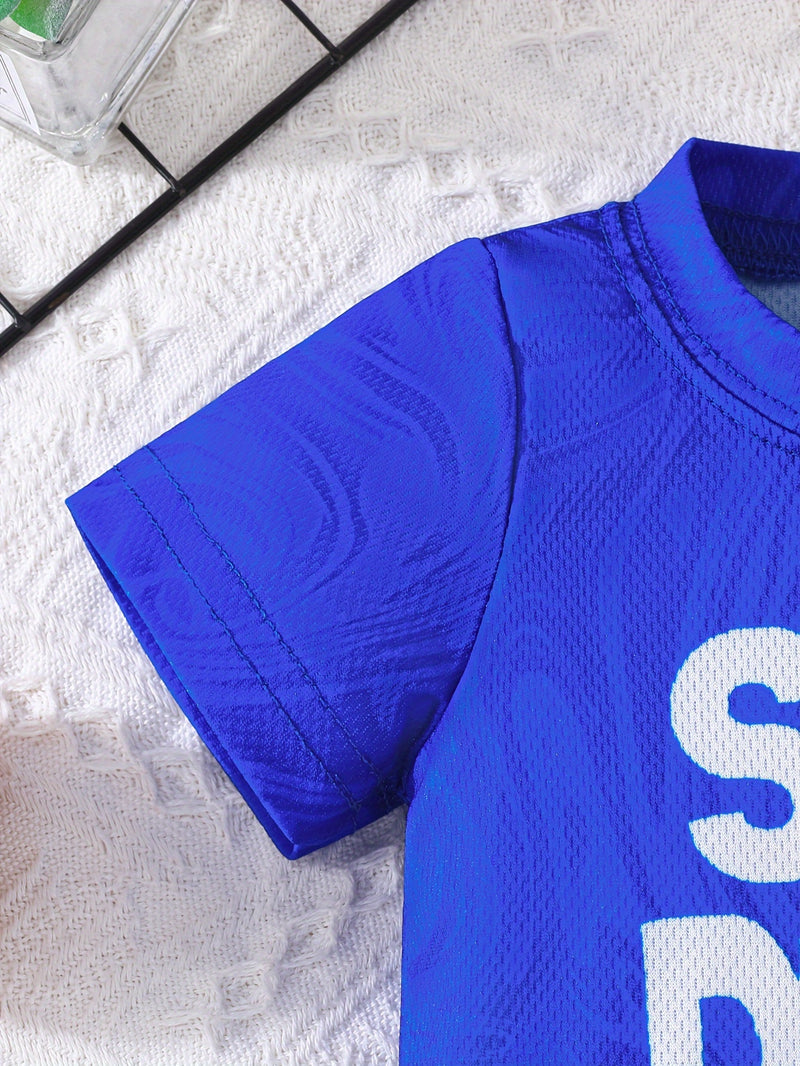 2pcs Cartoon Bear Basketball Player Print Sporty Style Outfit For Infant & Toddler, T-shirt & Elastic Waist Shorts, Baby Boy's Clothes