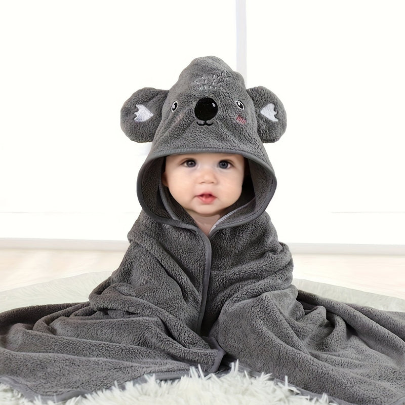 1pc Baby Boys Hooded Bathrobe, Baby Blanket Bathroom Bath Stroller Swaddle Cute Outer Wear Wearable For Boys Multiple Purposes