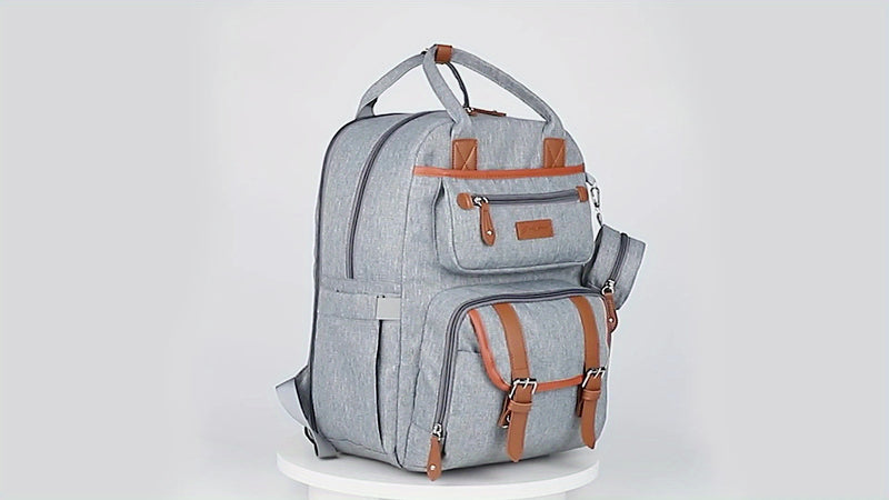 23-30L Expandable Diaper Backpack for Moms & Dads - TSA-Approved Baby Bag with Changing Pad, Stroller Straps, Pacifier Holder & Multiple Compartments - Durable Polyester Travel Essentials Backpack (Grey), Travel Baby Bag | St