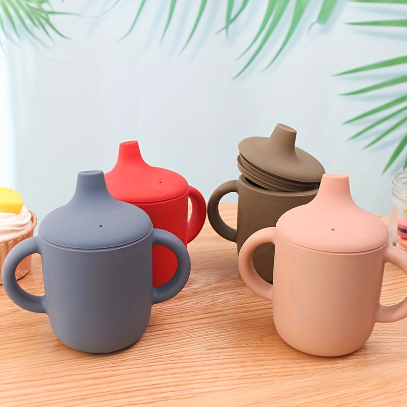 1pc Double Handle Silicone Baby Cup, Food Grade, BPA Free, Learning Drinking Cup for Toddlers