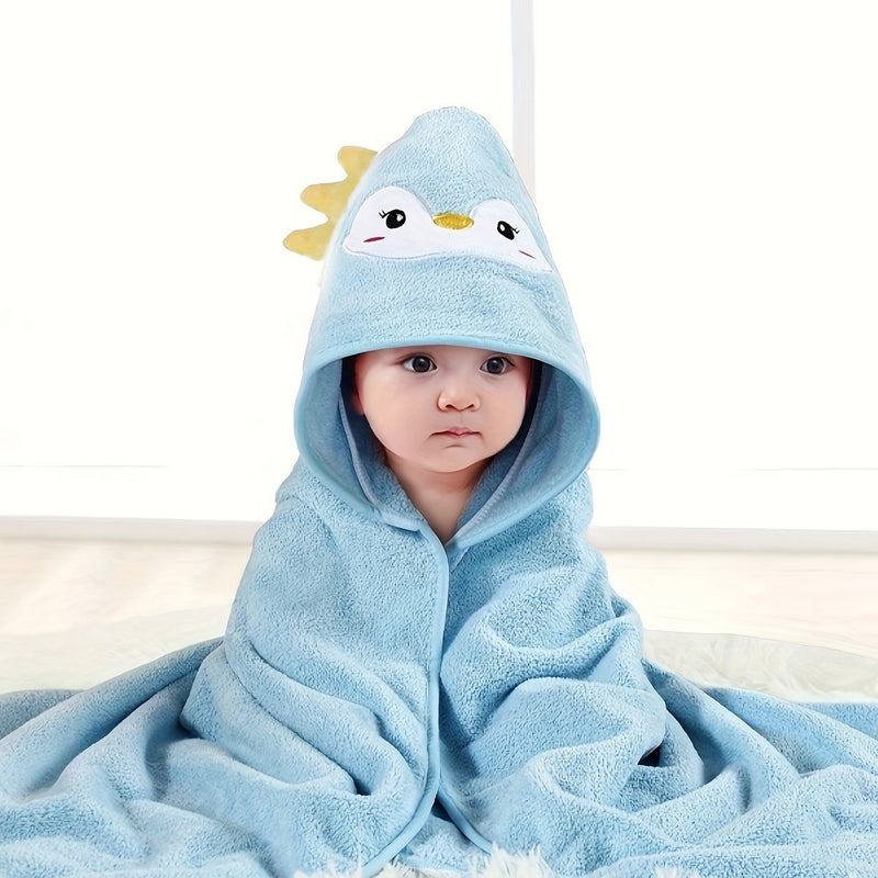 1pc Baby Boys Hooded Bathrobe, Baby Blanket Bathroom Bath Stroller Swaddle Cute Outer Wear Wearable For Boys Multiple Purposes