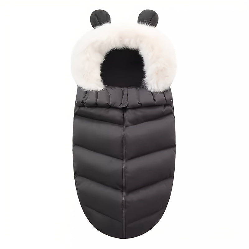 1pc Cozy Fleece-Lined Youngsters Swaddle Wrap - Thick, Warm Winter Parcel Bag with Soft Fur Collar for Youngsters & Youngsters - Windproof, Anti-Startle - Perfect for Outdoor Activities like Fishing - Polyester, Available in
