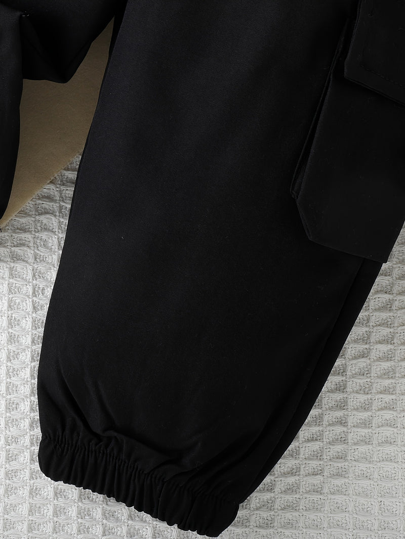 3pcs Infant & Toddler's Street Style Outfit, Casual Vest & Letter Print T-shirt & Cargo Pants, Baby Boy's Clothes