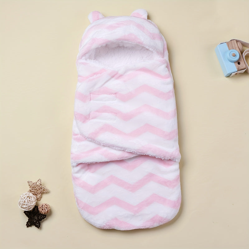 1pc Baby Wrap, Newborn Flannel Thickened Soft Swaddling Blanket