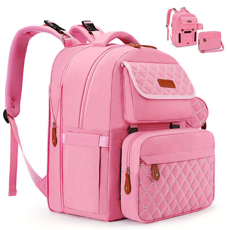 7.66gal-11.89gal Expandable High Quality Diaper Backpack for 2 Kids/Twins - TSA-Approved Large Baby Bag with Removable Crossbody Bottle Bag, Multiple Compartments & Padded Straps, Stylish Black Polyester Gift for Moms & Dads,