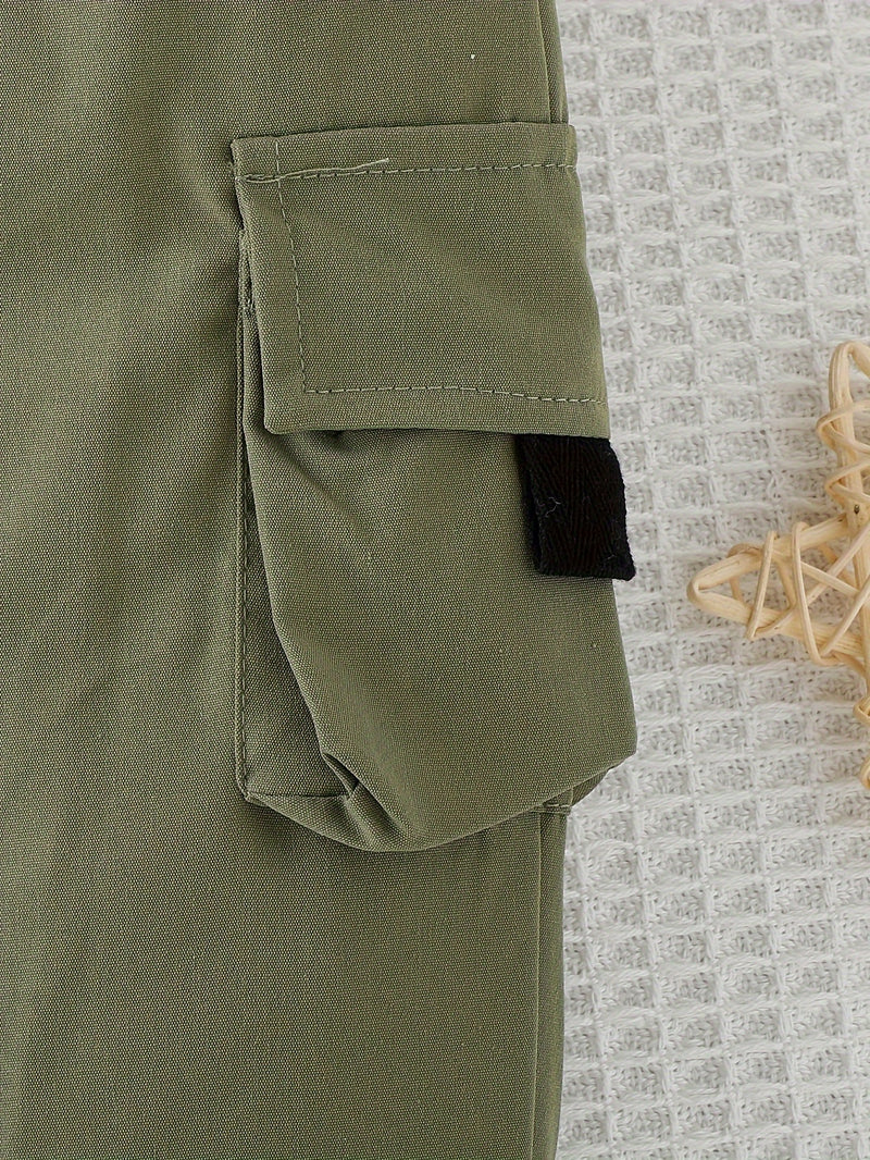 3pcs Infant & Toddler's Street Style Outfit, Casual Vest & Letter Print T-shirt & Cargo Pants, Baby Boy's Clothes