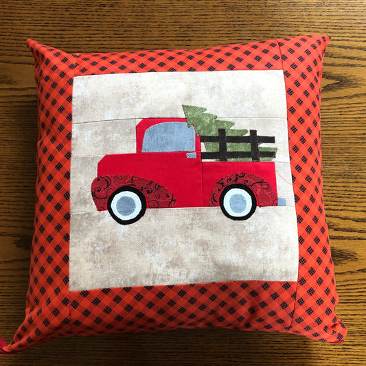 Handmade Pillow Cover, Red Truck