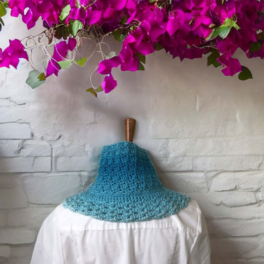 Cowl, Blue Ombre, Crocheted