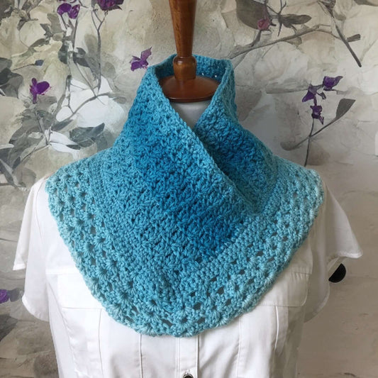 Cowl, Blue Ombre, Crocheted
