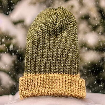 Toboggan, Loomed, Adult, Green/Tan