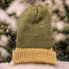 Toboggan, Loomed, Adult, Green/Tan