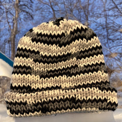 Toboggan, Loom Knit, Small Child, Gray/Black