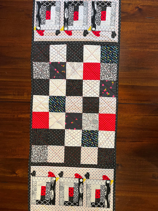 Table Runner, Checkered Chickens